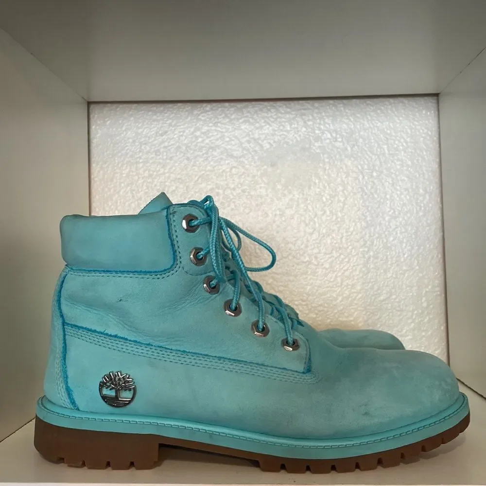 Timberland Light Blue Lace Up Suede Boys Youth Size 6.5 Boots